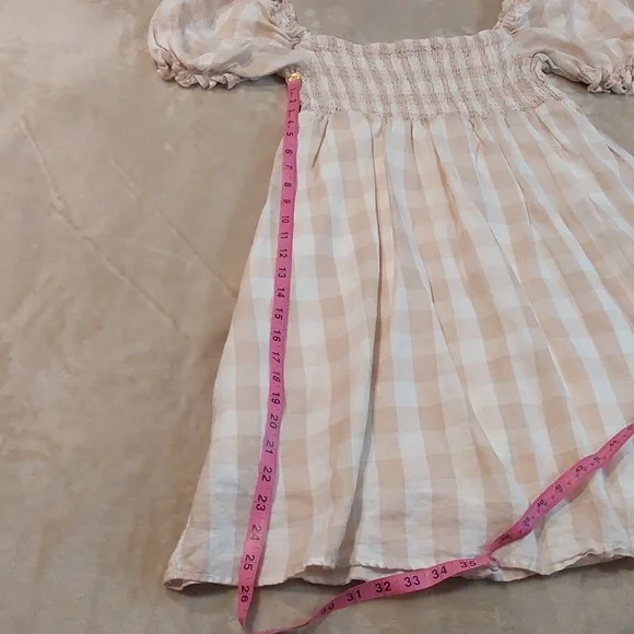 House of Harlow 1960 gingham smocked babydoll mini dress Size L - Picture 8 of 13